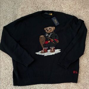 Men’s Polo Ralph Lauren Sweater with Bear Design Cotton/Cashmere